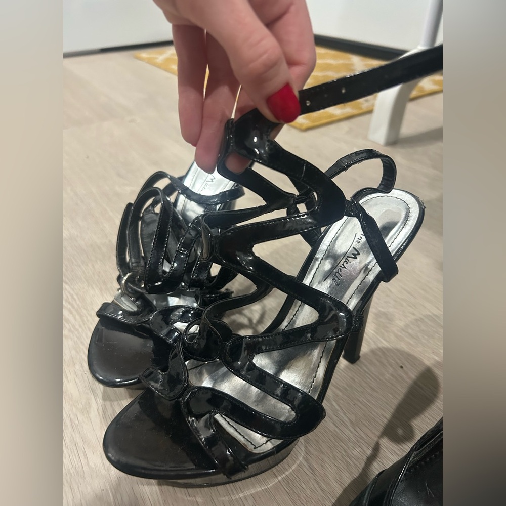 Anne Michelle Chic Black Strappy Heels